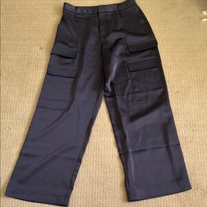 Satin cargo pants, blue, Noli, sz 14